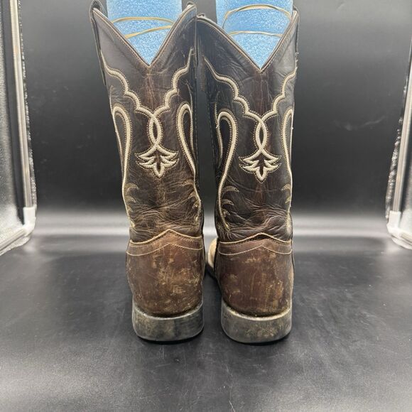 Old West Child Boots Size 4 Brown Boots Leather Pull On Cowboy Western GUC - Picture 5 of 7